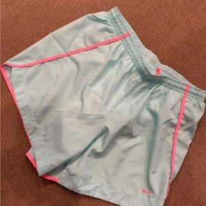 Nike Girls Athletic Shorts in Mint with Pink Trim